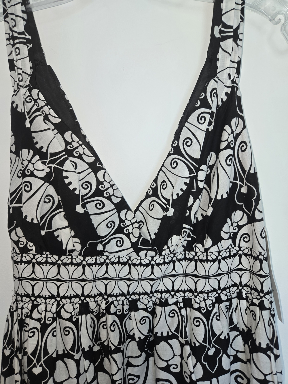NWT Robbie Bee Black and White Patterned Pretty V-Neck Tribal Midi Dress Size 12 - Picture 2 of 12